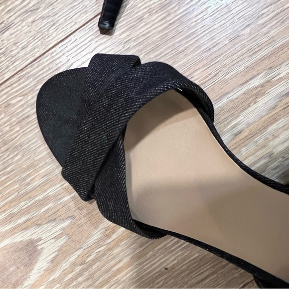 Joe’s Marcy Gray Denim High Back Crossed Front Heeled Sandal - Picture 7 of 16